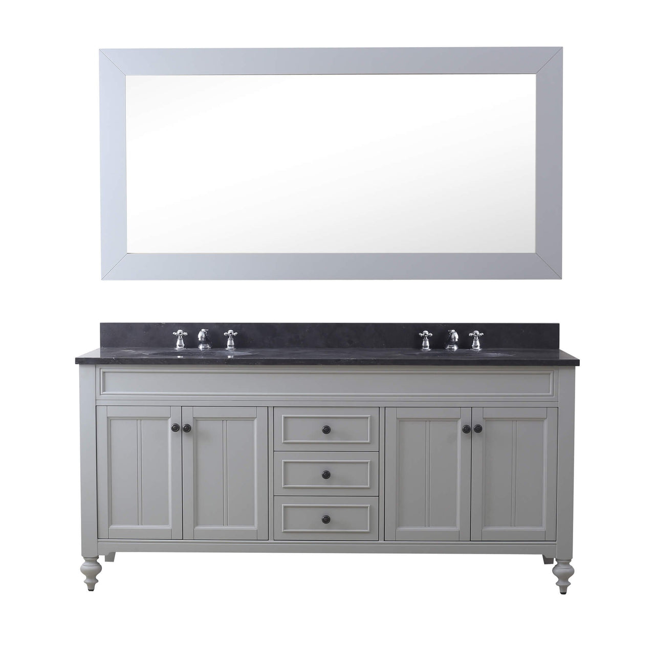 POTENZA 72" Earl Grey Double Sink Bathroom Vanity And Faucets Vanity Water Creation 