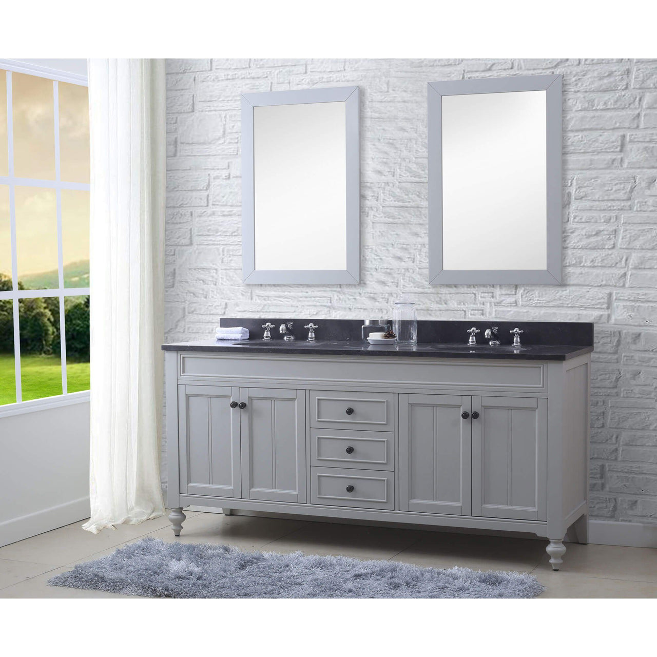 POTENZA 60" Earl Grey Double Sink Bathroom Vanity With 2 Matching Framed Mirrors Vanity Water Creation 