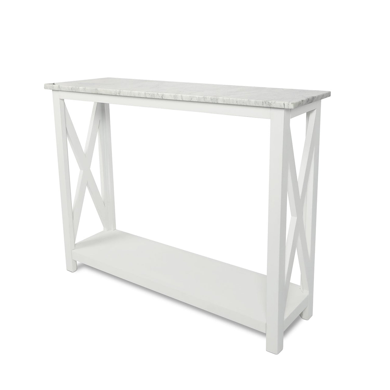 Agatha 39" Rectangular Italian Carrara White Marble Console Table with Color Solid Wood Legs Writing Desk The Bianco Collection 