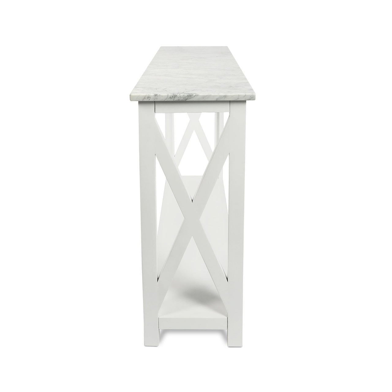 Agatha 39" Rectangular Italian Carrara White Marble Console Table with Color Solid Wood Legs Writing Desk The Bianco Collection 