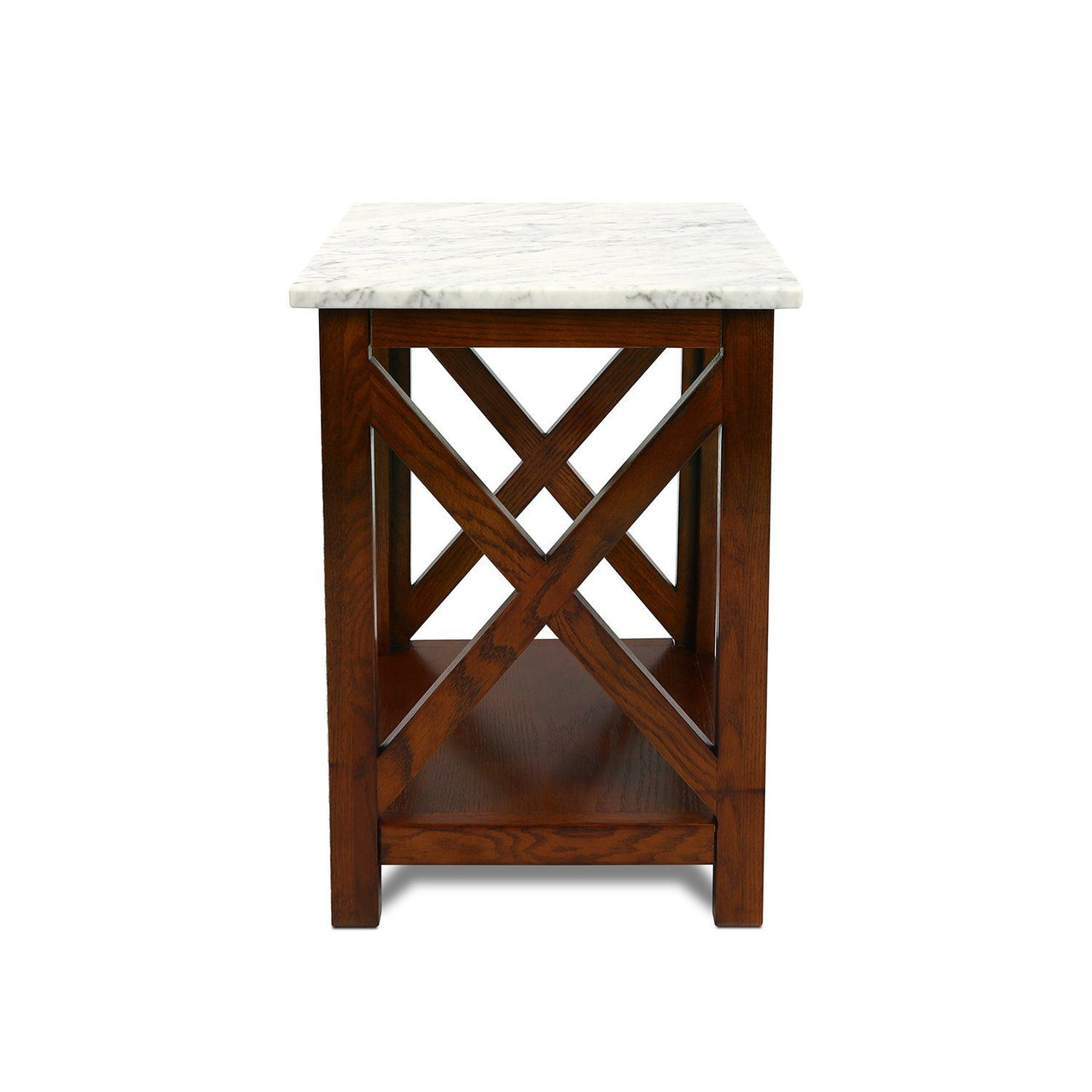 Agatha 15" Square Italian Carrara White Marble Side Table with Color Solid Wood Legs Writing Desk The Bianco Collection 
