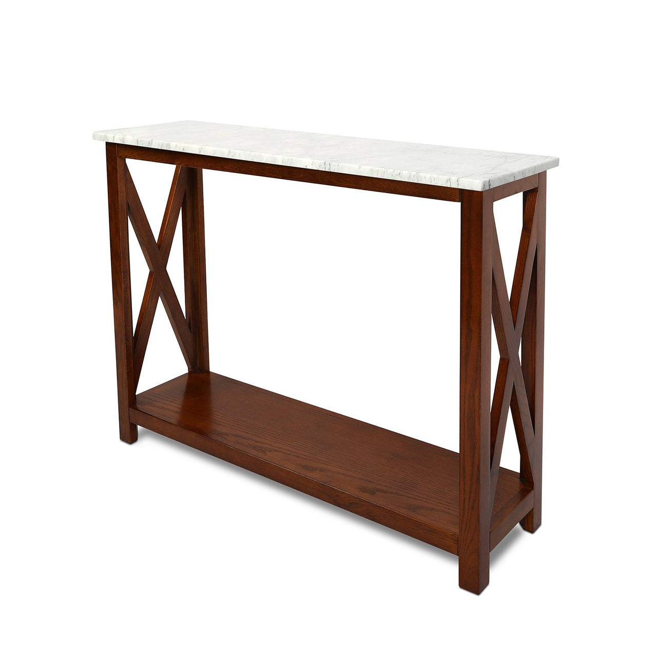 Agatha 39" Rectangular Italian Carrara White Marble Console Table with Color Solid Wood Legs Writing Desk The Bianco Collection 