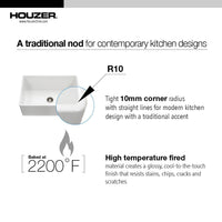 Thumbnail for Houzer WH Platus Series 30-Inch Apron-Front Fireclay Single Bowl Kitchen Sink, White Kitchen Sink - Apron Front Houzer 