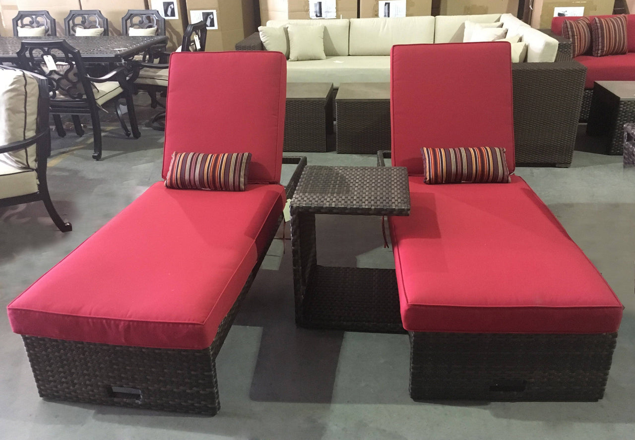 Panorama Red Chaise Lounge Set Of 3 Outdoor Furniture Tuscan 