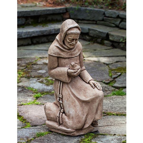 Campania International Cast Stone Kneeling St. Francis w/Bird Urn/Planter Campania International 