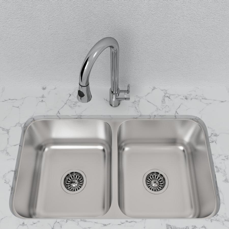 Cantrio Double Bowl 32 1/4" Stainless Steel Undermount Kitchen Sink Kitchen Steel Series Cantrio 