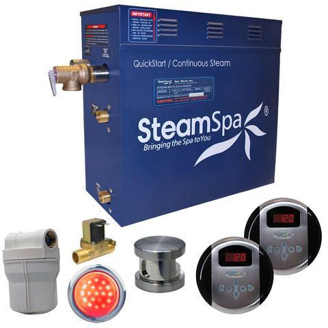 SteamSpa Royal 9 KW QuickStart Acu-Steam Bath Generator Package with Built-in Auto Drain in Brushed Nickel Steam Generators SteamSpa 