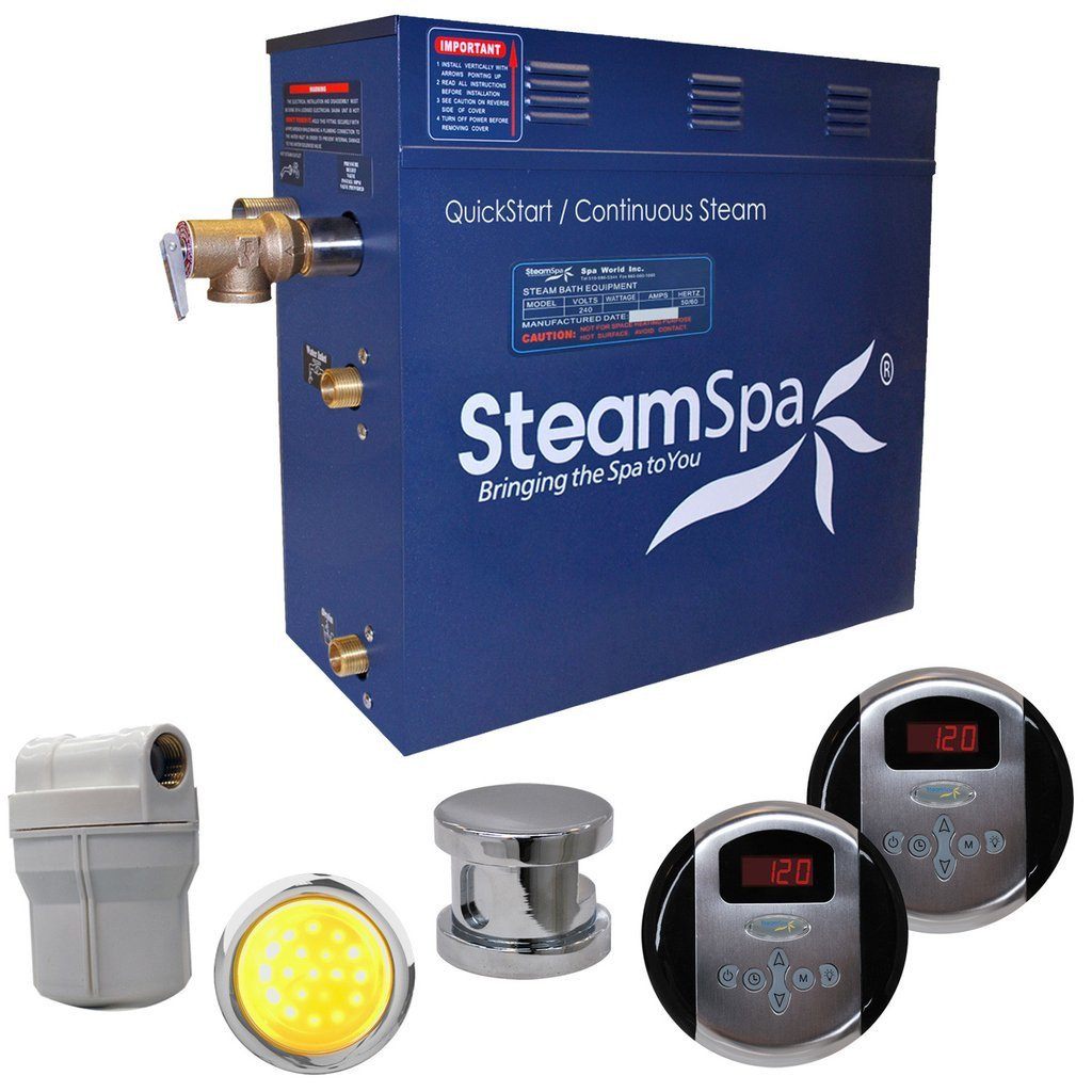 SteamSpa Royal 6 KW QuickStart Acu-Steam Bath Generator Package in Brushed Nickel Steam Generators SteamSpa 