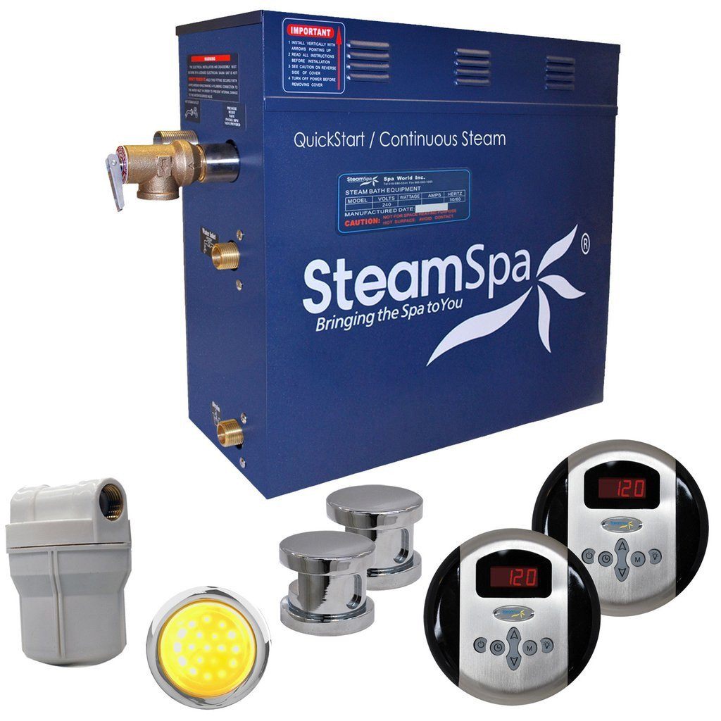SteamSpa Royal 12 KW QuickStart Acu-Steam Bath Generator Package in Polished Chrome Steam Generators SteamSpa 