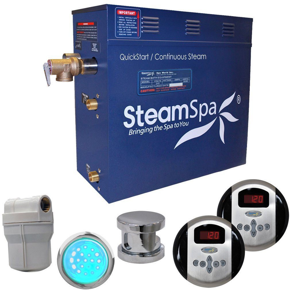 SteamSpa Royal 6 KW QuickStart Acu-Steam Bath Generator Package in Polished Chrome Steam Generators SteamSpa 