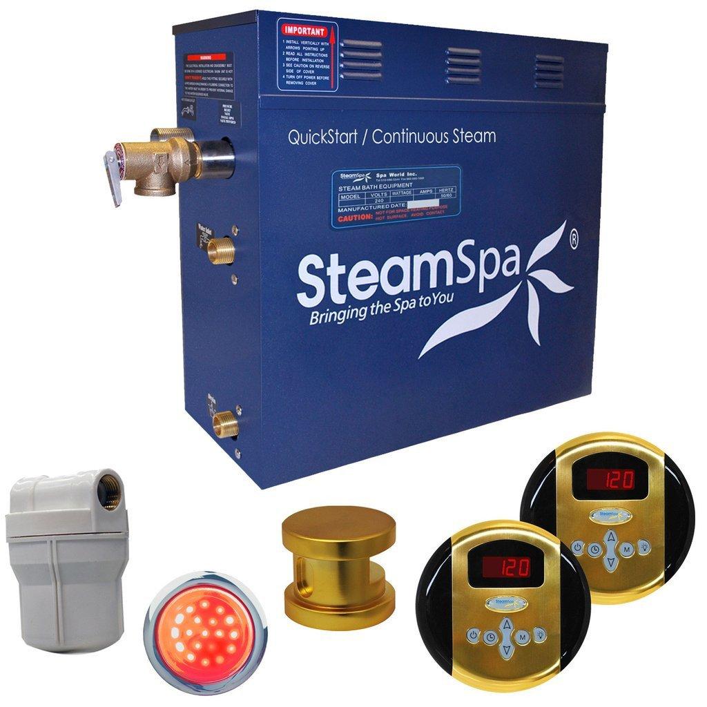 SteamSpa Royal 7.5 KW QuickStart Acu-Steam Bath Generator Package in Polished Gold Steam Generators SteamSpa 