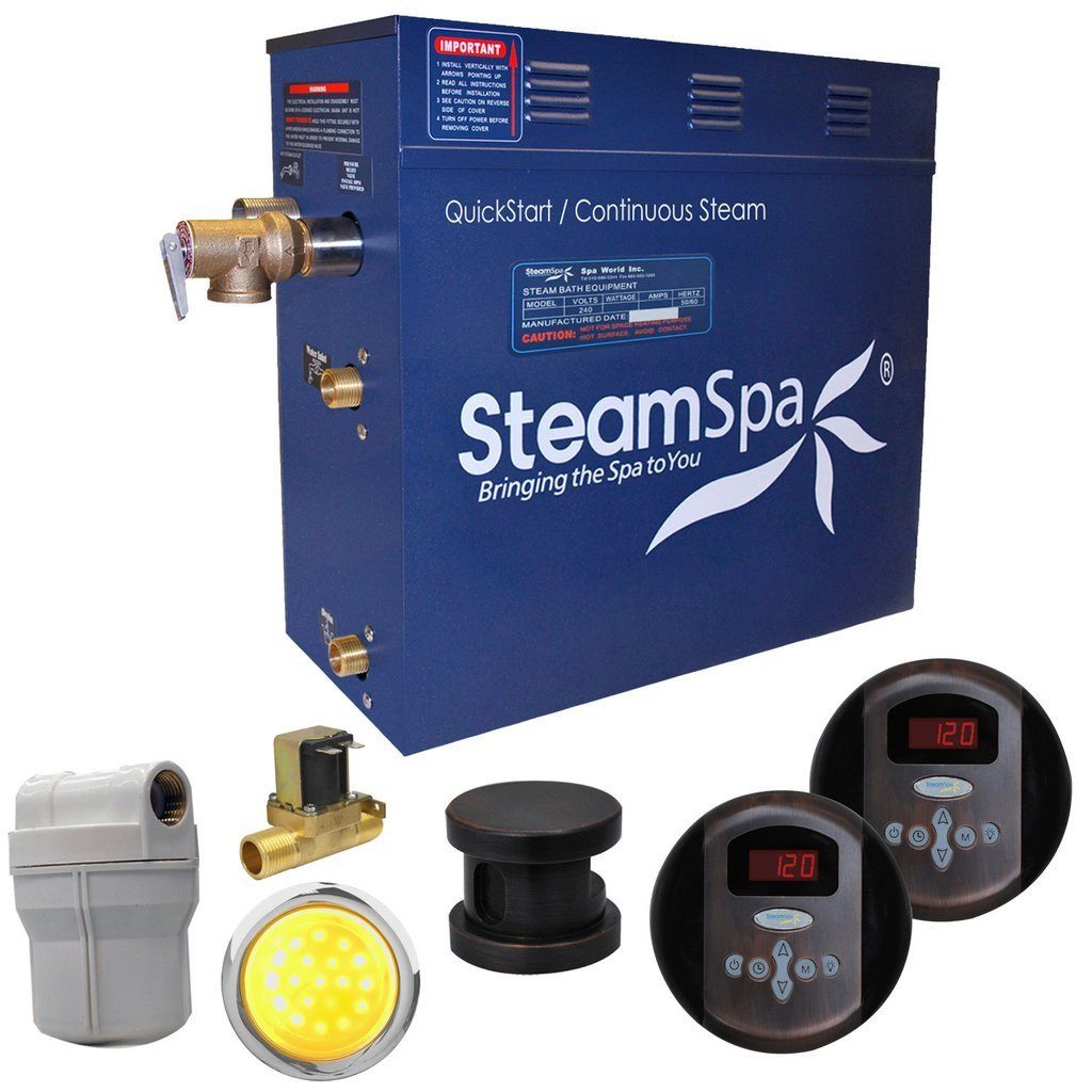 SteamSpa Royal 9 KW QuickStart Acu-Steam Bath Generator Package with Built-in Auto Drain in Oil Rubbed Bronze Steam Generators SteamSpa 