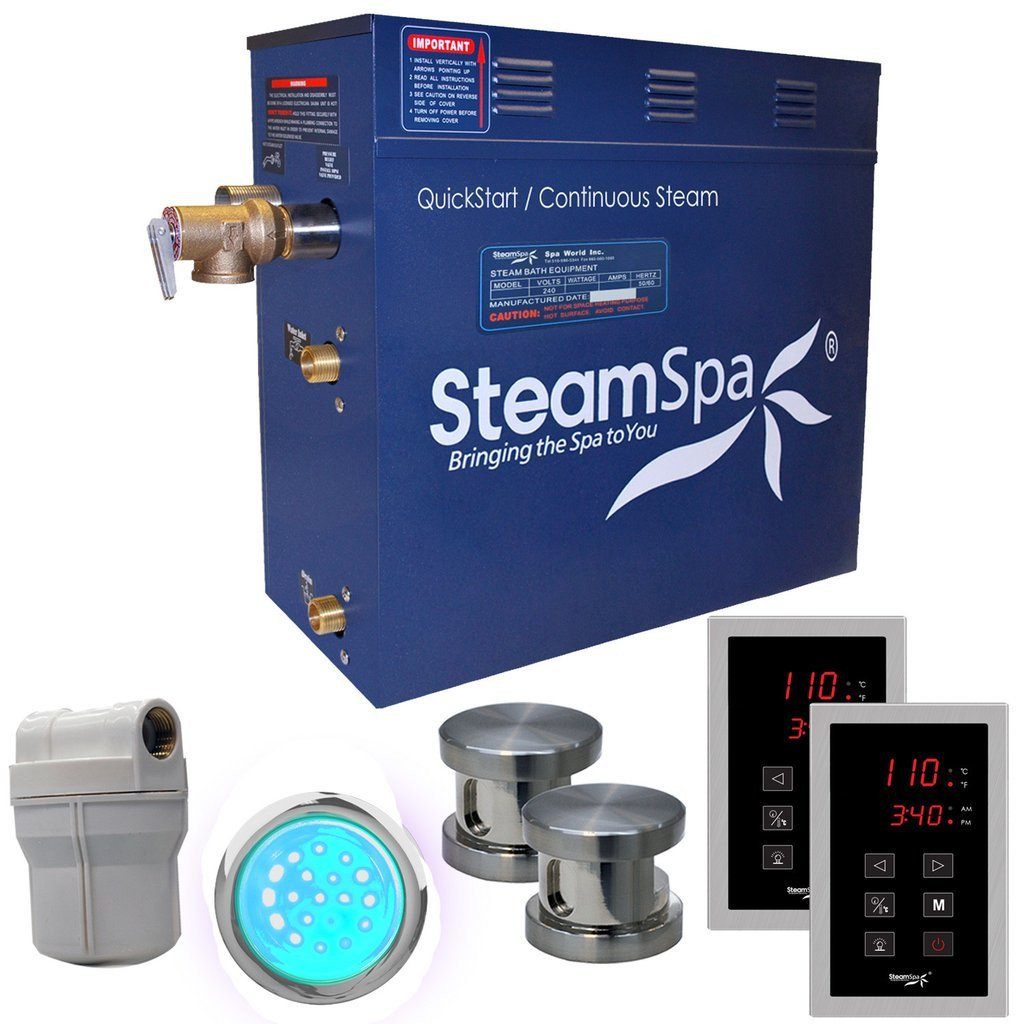 SteamSpa RYT1050BN Royal 10.5 KW QuickStart Acu-Steam Bath Generator Package in Brushed Nickel Steam Generators SteamSpa 