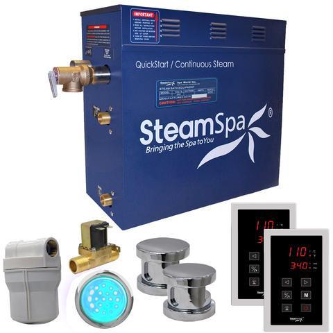 SteamSpa RYT1050CH-A Royal 10.5 KW QuickStart Acu-Steam Bath Generator Package with Built-in Auto Drain in Polished Chrome Steam Generators SteamSpa 