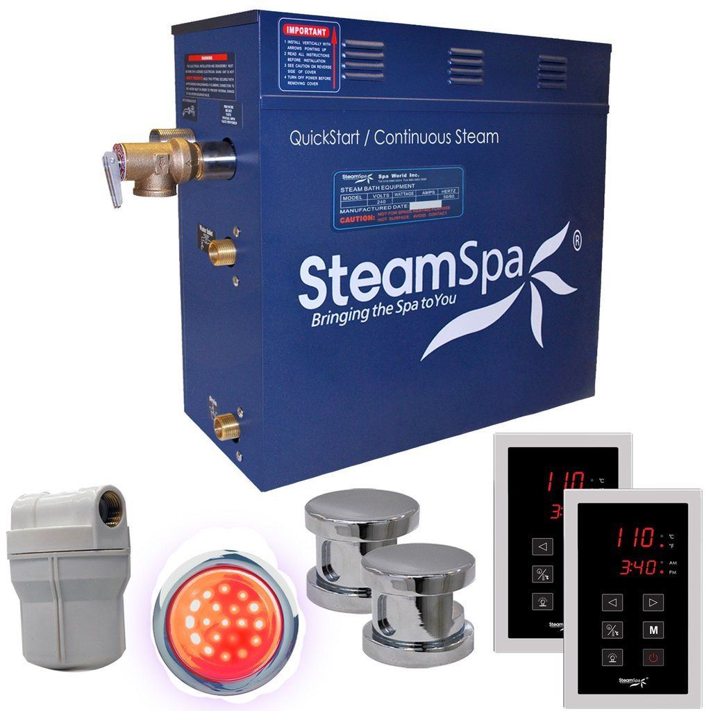 SteamSpa RYT1050CH Royal 10.5 KW QuickStart Acu-Steam Bath Generator Package in Polished Chrome Steam Generators SteamSpa 