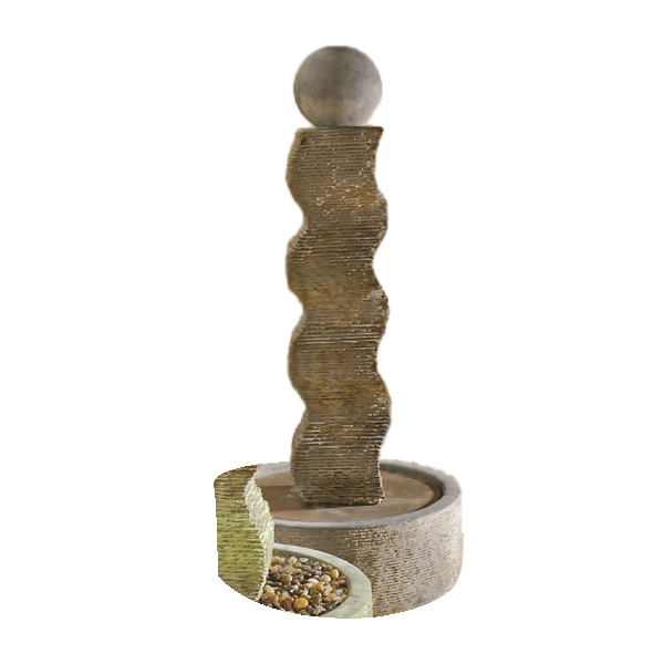 Rustic Wave Outdoor Cast Stone Garden Fountain With Ball Fountain Tuscan 