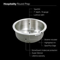 Thumbnail for Houzer Hospitality Series Topmount Stainless Steel Round Bar/Prep Sink Bar Sink - Topmount Houzer 