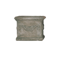 Thumbnail for Square Garland Pot Cast Stone Outdoor Planter Tuscan Natural (N) Small 