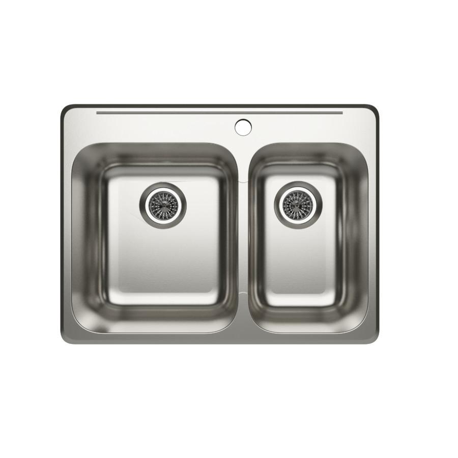 Cantrio Double Bowl 27-1/4" Stainless Steel Top Mount Kitchen sink Kitchen Steel Series Cantrio 