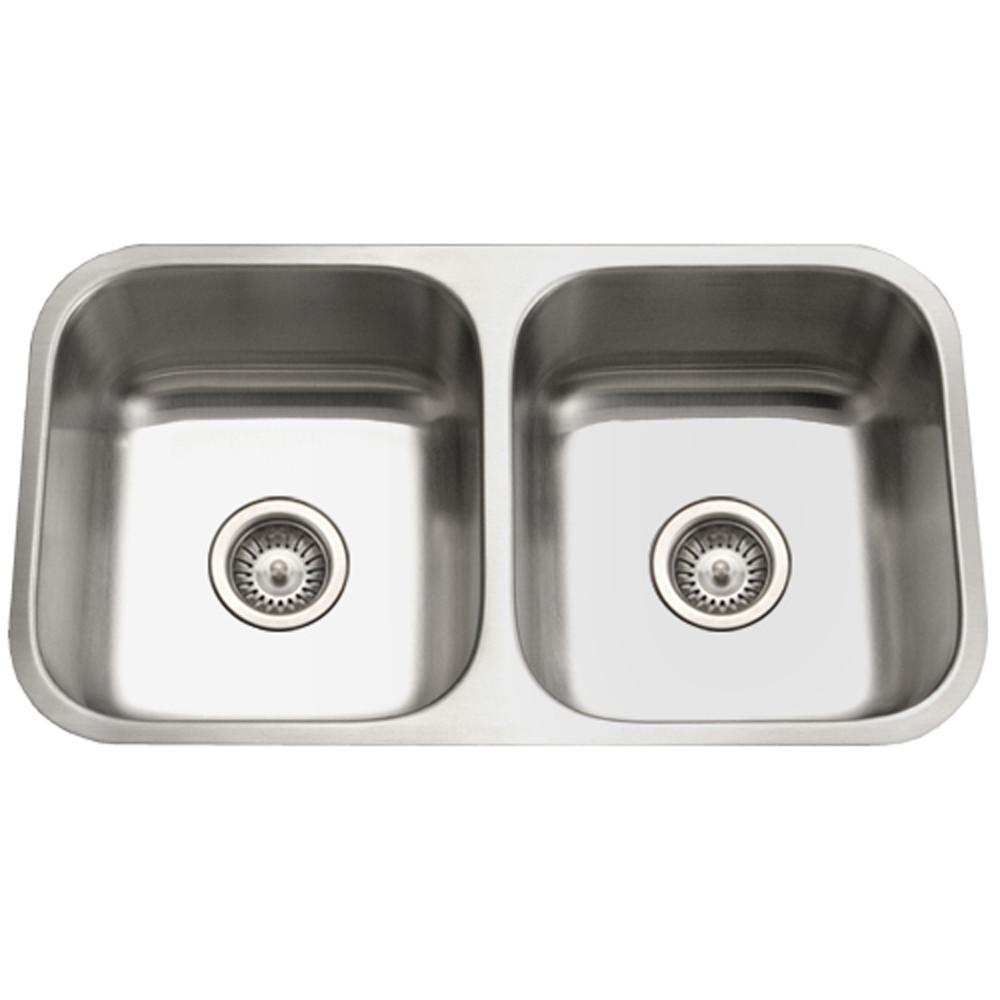 Houzer Eston Series Undermount Stainless Steel 50/50 Double Bowl Kitchen Sink, 18 Gauge Kitchen Sink - Undermount Houzer 
