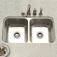 Thumbnail for Houzer Eston Series Undermount Stainless Steel 50/50 Double Bowl Kitchen Sink, 18 Gauge Kitchen Sink - Undermount Houzer 