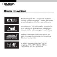 Thumbnail for Houzer Eston Series Undermount Stainless Steel 60/40 Double Bowl Kitchen Sink 18 Gauge Kitchen Sink - Undermount Houzer 