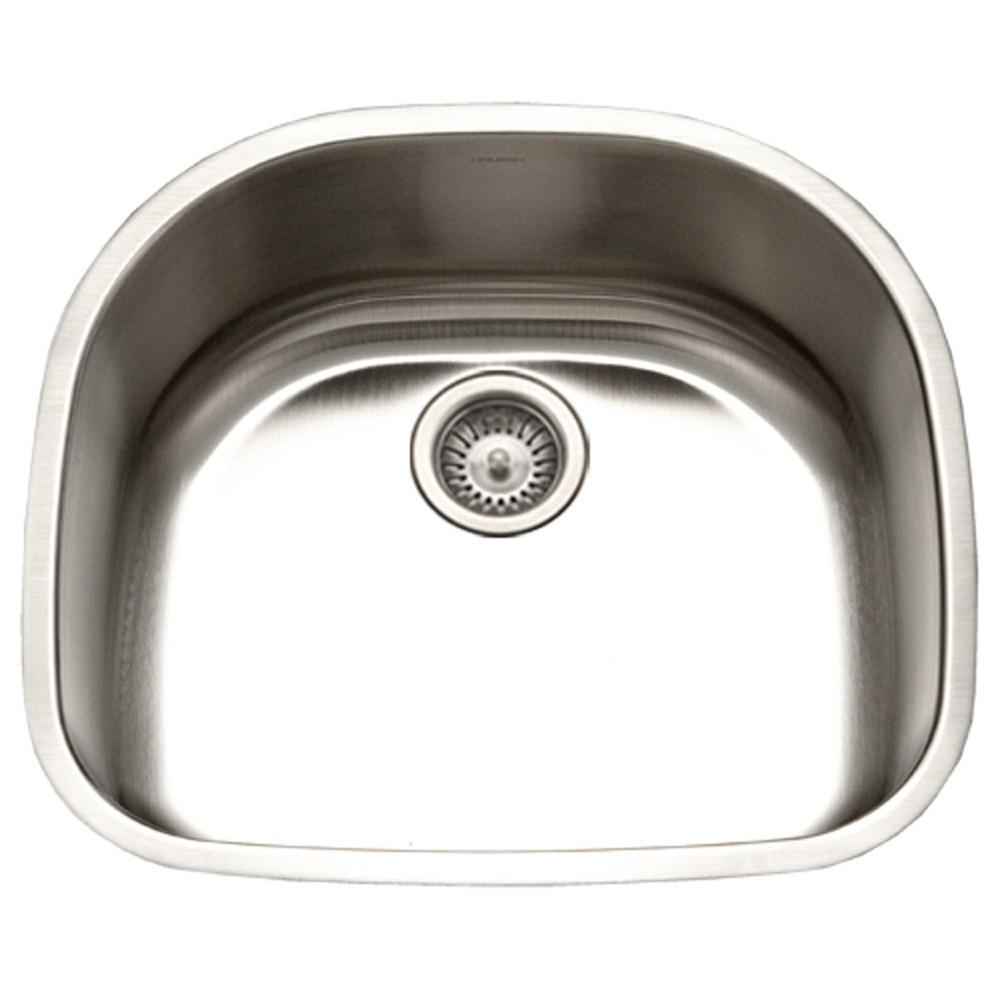 Houzer Eston Series Undermount Stainless Steel Single D Bowl Kitchen Sink, 18 Gauge Bar Sink - Undermount Houzer 