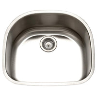 Thumbnail for Houzer Eston Series Undermount Stainless Steel Single D Bowl Kitchen Sink, 18 Gauge Bar Sink - Undermount Houzer 