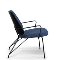 Thumbnail for Taylor Modern Lounge Arm Chair with Matte Black Steel Legs (Leather Back & Upholstered Seat) Dining Chair Gingko 