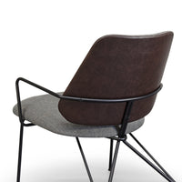 Thumbnail for Taylor Modern Lounge Arm Chair with Matte Black Steel Legs (Leather Back & Upholstered Seat) Dining Chair Gingko 