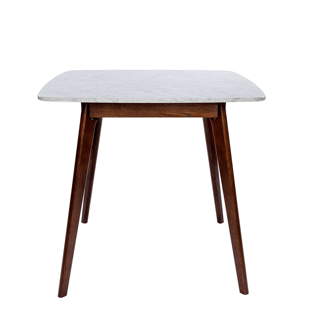 Senna 31" Square Italian Carrara White Marble Dining Table with Legs Dining Table The Bianco Collection Walnut 