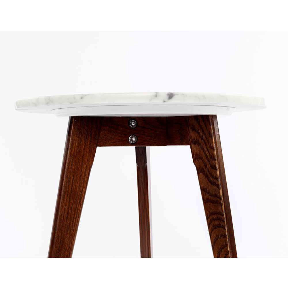 Cherie 15" Round Italian Carrara White Marble Table with Legs End Table The Bianco Collection 