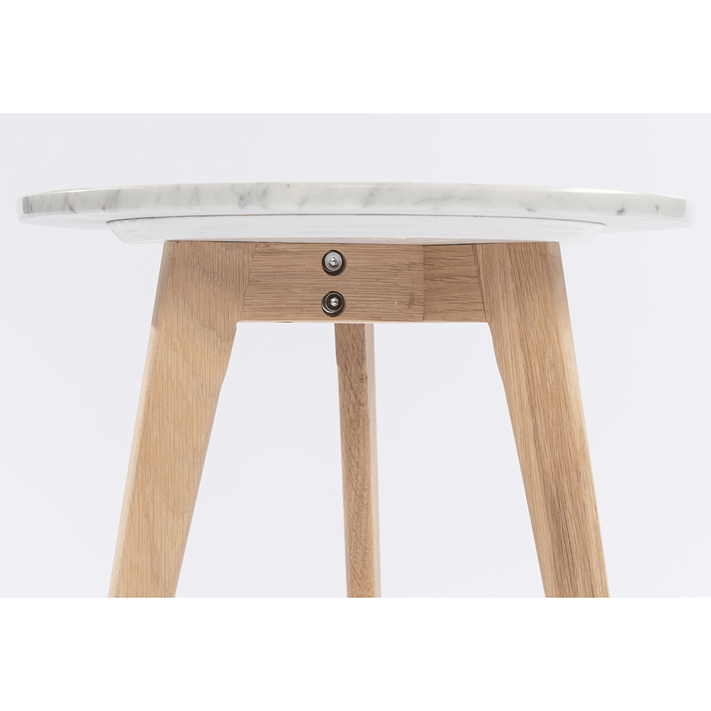 Cherie 15" Round Italian Carrara White Marble Table with Legs End Table The Bianco Collection 