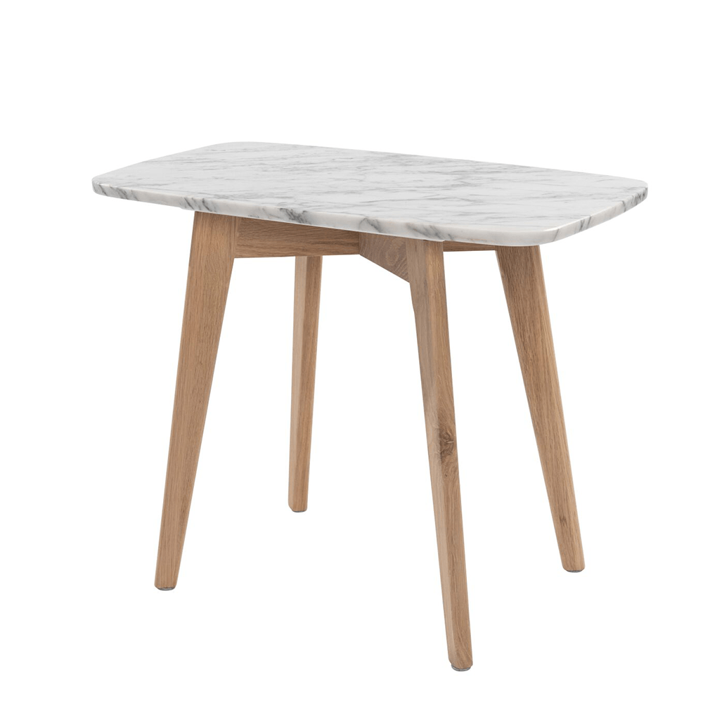 Cima 12" x 21" Rectangular Italian Carrara White Marble Table with Legs End Table The Bianco Collection 