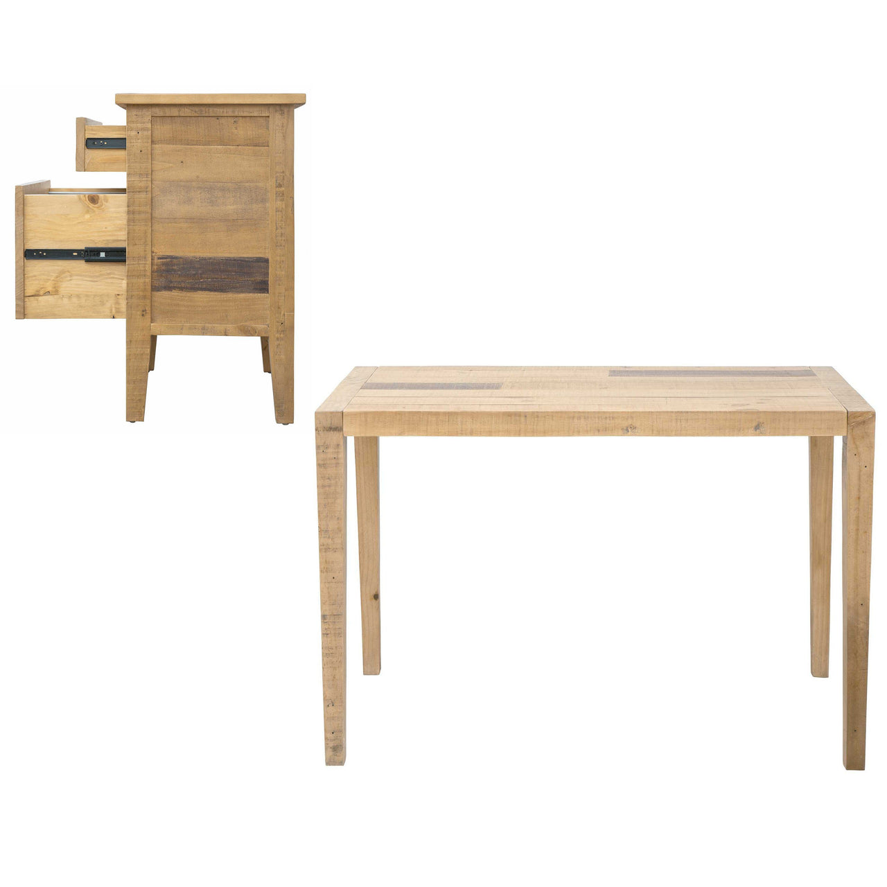 Ashford 2 Pieces Reclaimed Wood Writing Desk and Filing Cabinet Dining Table AndMakers 