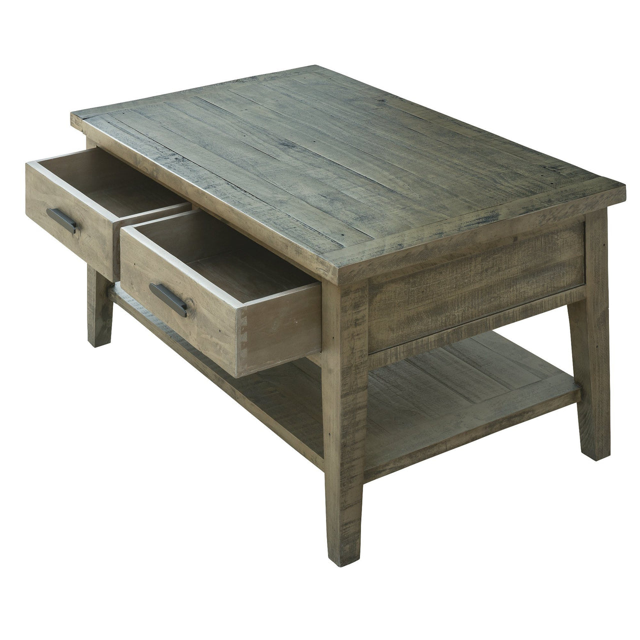 Ashford 40" Reclaimed Wood Coffee Table with Storage Shelf and Two Drawers Coffee Table AndMakers 