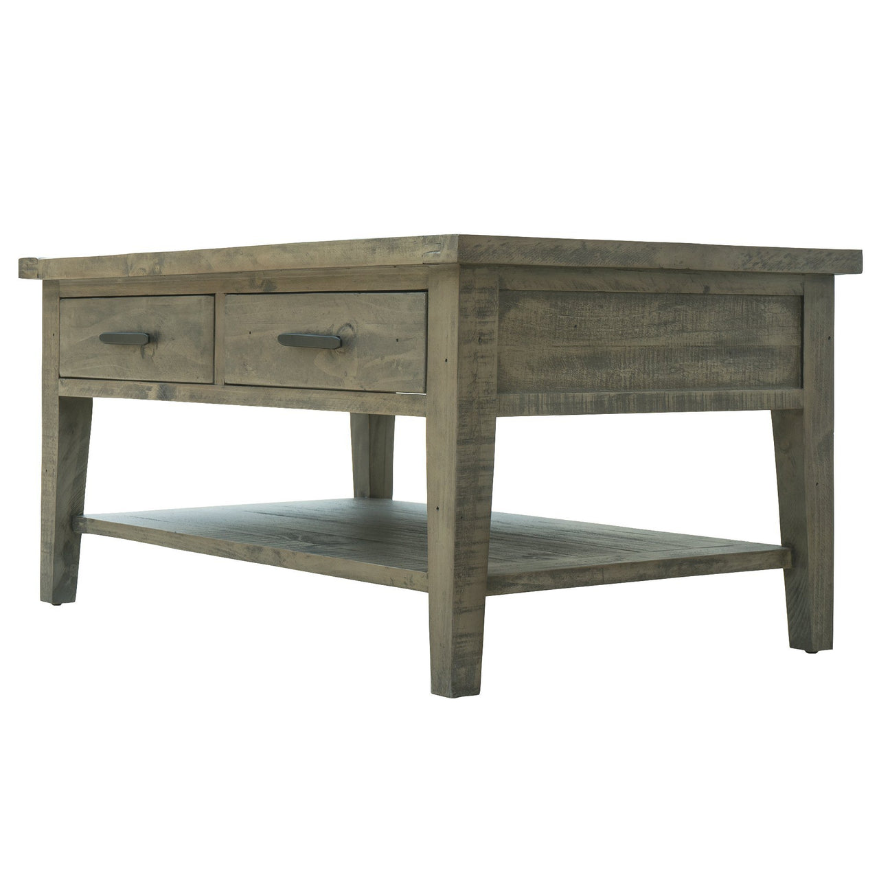 Ashford 40" Reclaimed Wood Coffee Table with Storage Shelf and Two Drawers Coffee Table AndMakers 