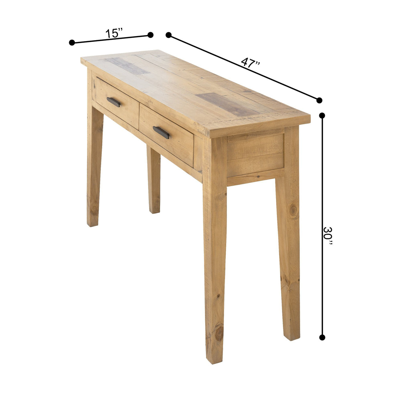 Ashford 47" Reclaimed Wood Console Table with Two Drawers Console Table AndMakers 