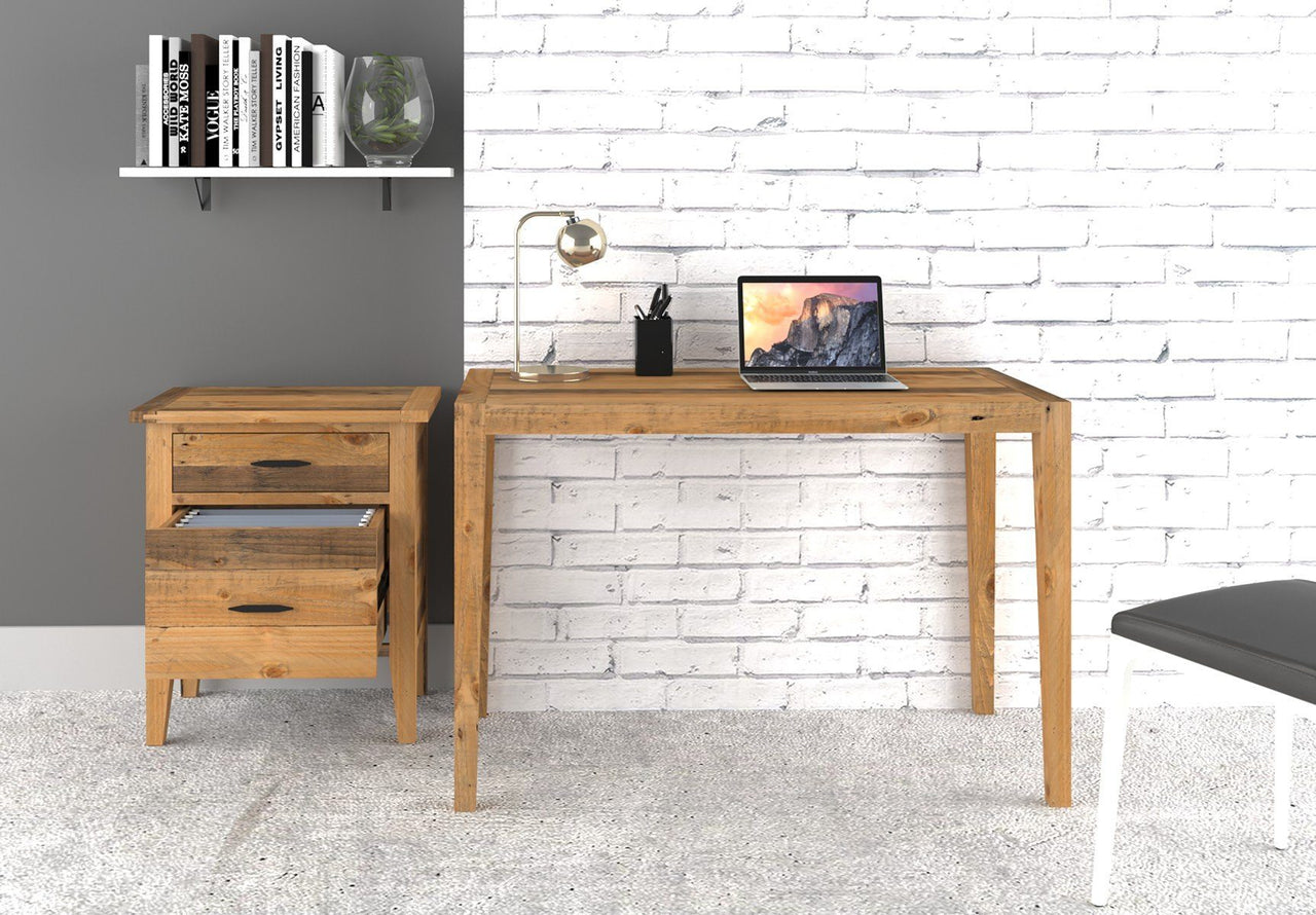 Ashford 2 Pieces Reclaimed Wood Writing Desk and Filing Cabinet Dining Table AndMakers Brown 
