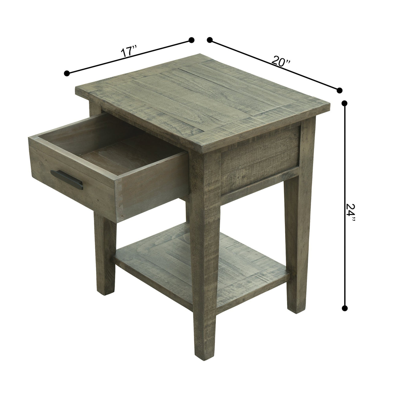 Ashford 20" Reclaimed Wood Lamp Table with Storage Shelf and One Drawer End Table AndMakers 