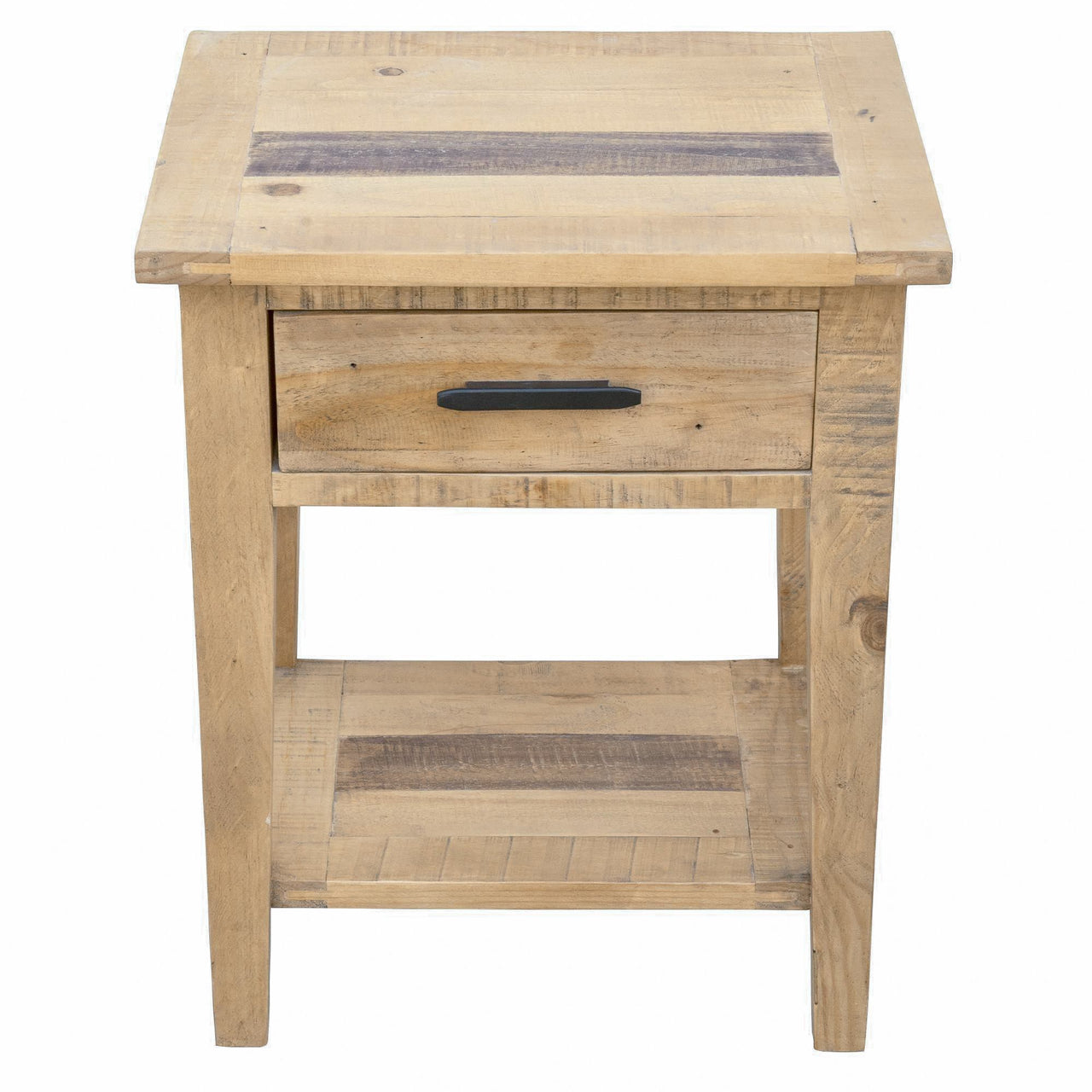 Ashford 20" Reclaimed Wood Lamp Table with Storage Shelf and One Drawer End Table AndMakers Brown 