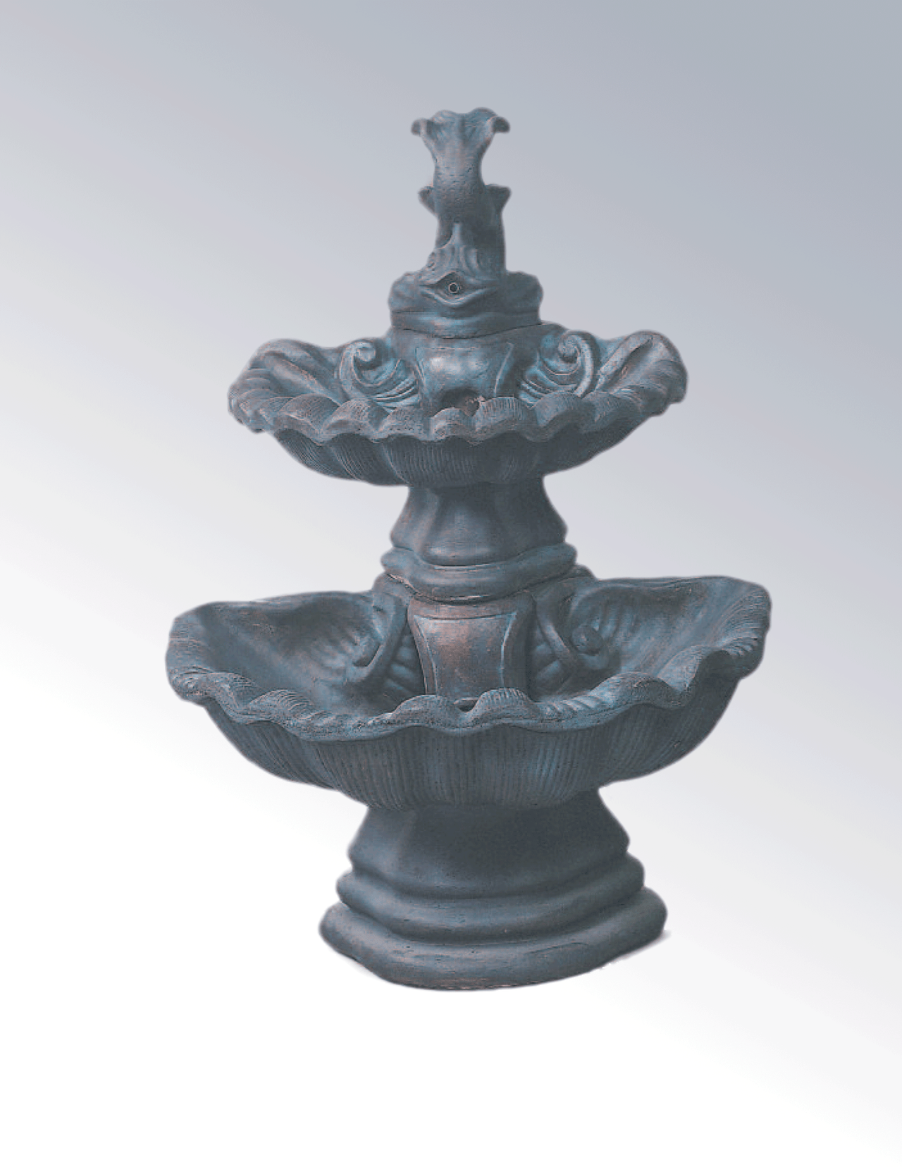 Two Tier With Fish Cast Stone Foutains Fountain Tuscan 