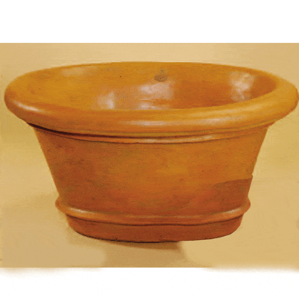 Rolled Rim Oval Pot Cast Stone Outdoor Garden Planter Planter Tuscan 
