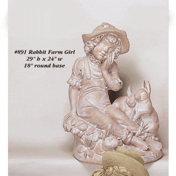 Rabbit Farm Girl Asian Collection Statues Tuscan 