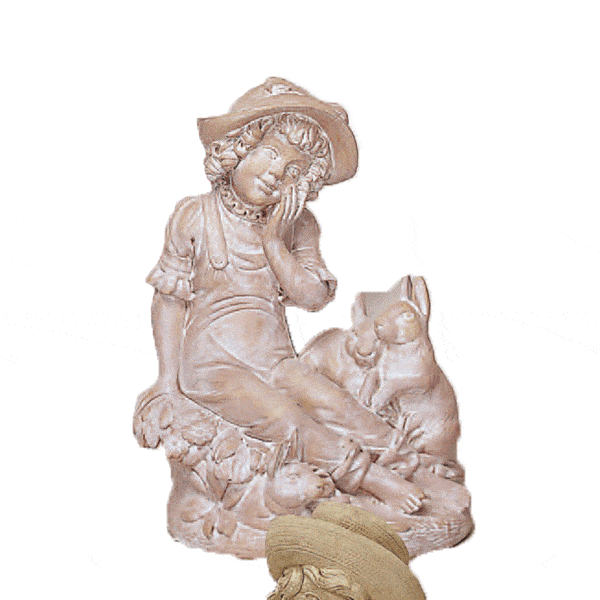 Rabbit Farm Girl Asian Collection Statues Tuscan 