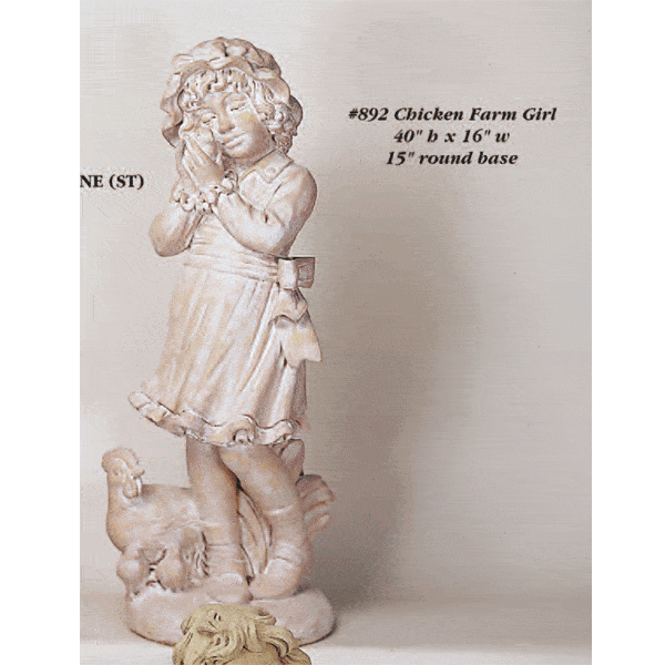 Chicken Farm Girl Asian Collection Statues Tuscan 