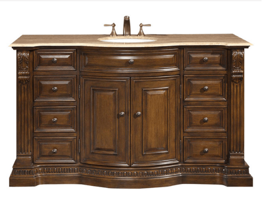 Silkroad 60" Traditional Single Sink Bathroom Vanity Vanity Silkroad Exclusive 