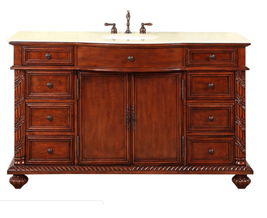 Silkroad 60" Traditional Single Sink Bathroom Vanity Vanity Silkroad Exclusive 