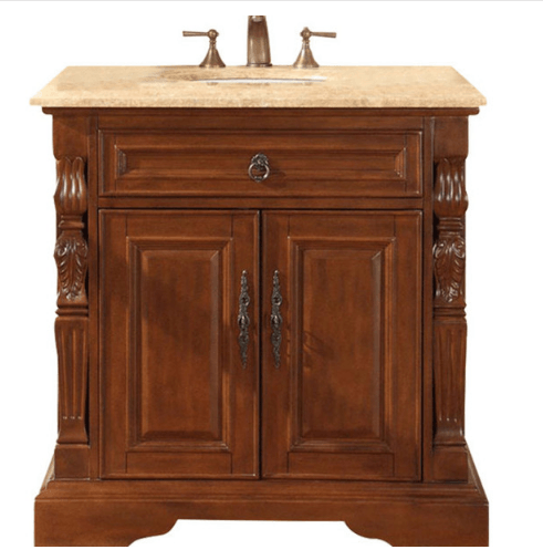 Silkroad 36" Traditional Single Sink Bathroom Vanity Vanity Silkroad Exclusive 