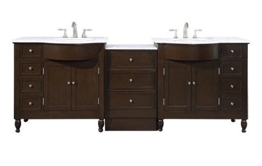 Silkroad 95" Modern Double Sink Bathroom Vanity Vanity Silkroad Exclusive 